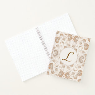 Paisley in Beige Esthetische Modern Tan Brown Init Notitieboek