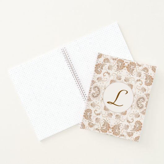 Paisley in Beige Esthetische Modern Tan Brown Init Notitieboek (Binnen)