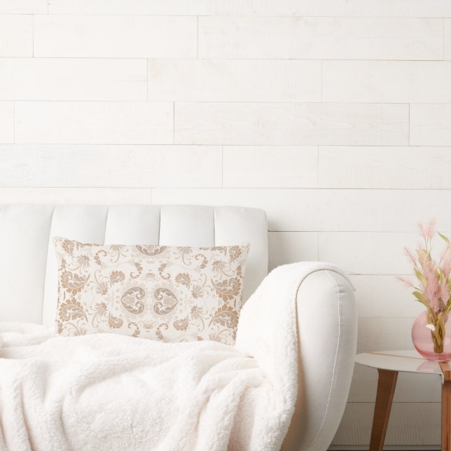 Paisley in Beige Esthetische Modern Tan Brown Kussen (Bank)