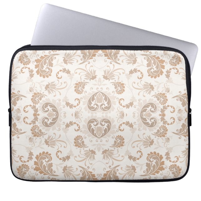 Paisley in Beige Esthetische Modern Tan Brown Laptop Sleeve (Voorkant)