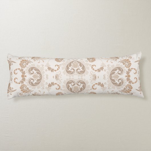 Paisley in Beige Esthetische Modern Tan Brown Lichaamskussen (Achterkant)