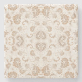 Paisley in Beige Esthetische Modern Tan Brown Stenen Onderzetter (Voorkant)