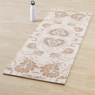 Paisley in Beige Esthetische Modern Tan Brown Yogamat