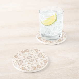 Paisley in Beige Esthetische Modern Tan Brown Zandsteen Onderzetter