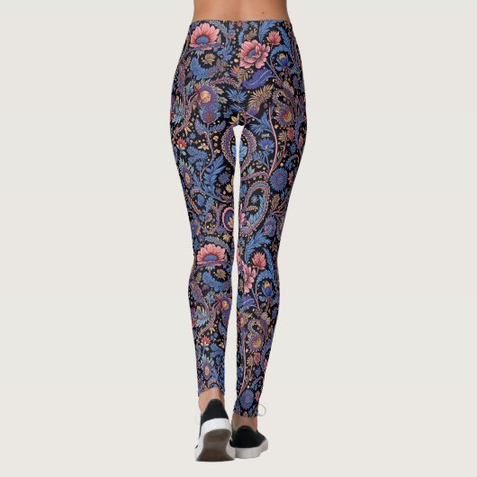 Paisley in blauw en koraal leggings (Achterkant)
