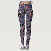 Paisley in blauw en koraal leggings (Voorkant)