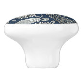 Paisley in marineblauw en elegant zilver keramische knop (Zijkant)