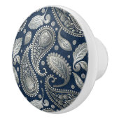 Paisley in marineblauw en elegant zilver keramische knop (Rechts)