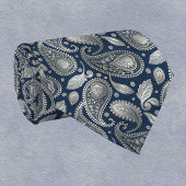 Paisley in marineblauw en elegant zilver stropdas
