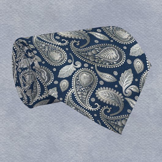Paisley in marineblauw en elegant zilver stropdas
