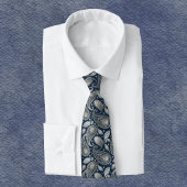 Paisley in marineblauw en elegant zilver stropdas