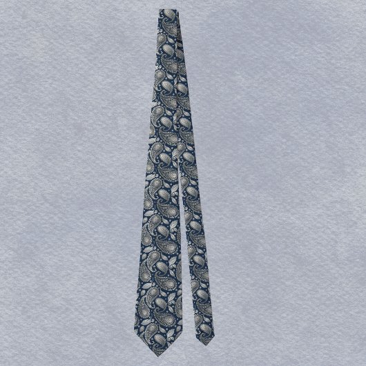 Paisley in marineblauw en elegant zilver stropdas