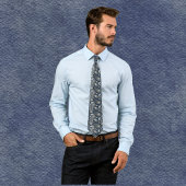 Paisley in marineblauw en elegant zilver stropdas