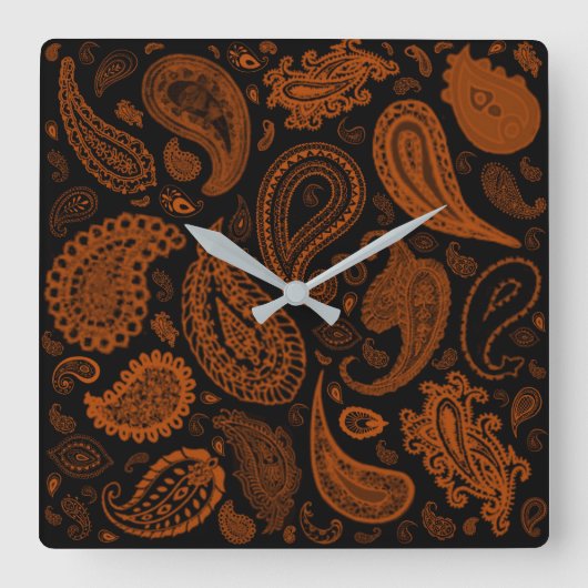 Paisley in Rust door Julie Everhart Vierkante Klok (Voorkant)