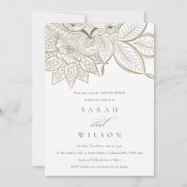  Paisley Ivory Gold Couples Shower Invite Bedankkaart