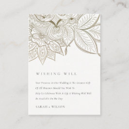  Paisley Ivory Gold Wedding Goed Informatiekaartje