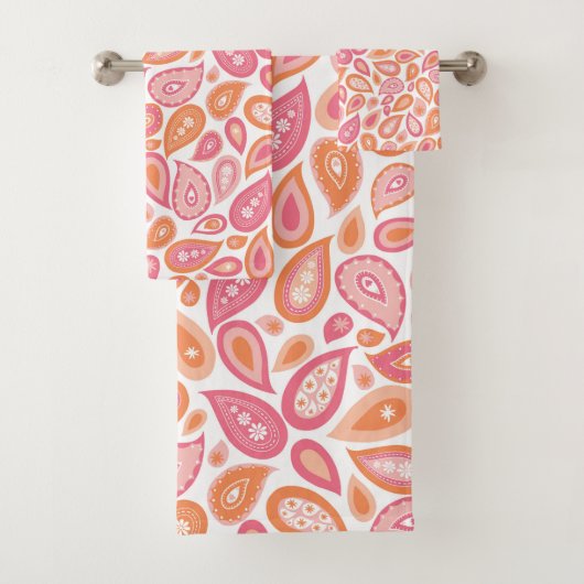 Paisley Jane Pink Oranje girly Bad Handdoek (Insitu)