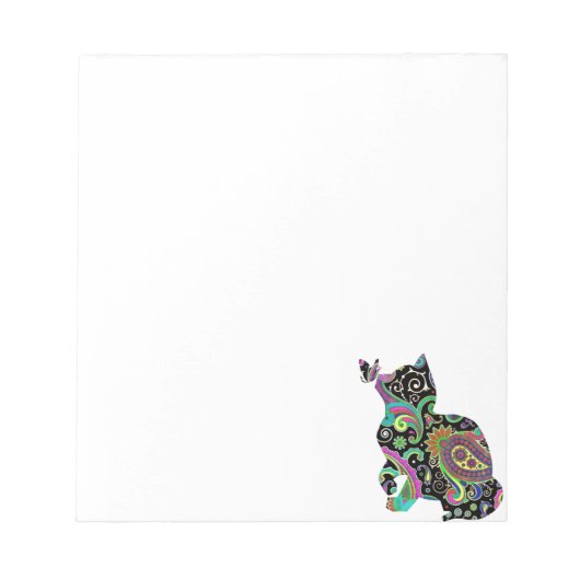 Paisley kat en vlinder notitieblok (Voorkant)