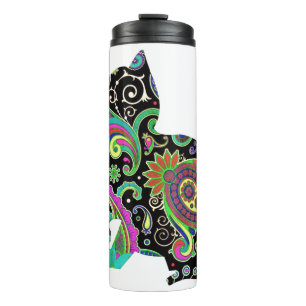 Paisley kat en vlinder thermosbeker