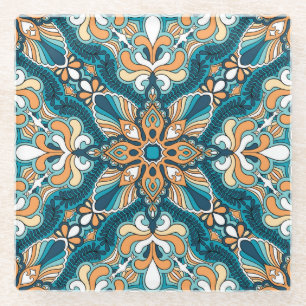 paisley kerchief: oosterse print. glazen onderzetter