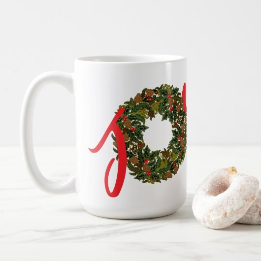 Paisley Kerstkrans JOY Kerstmis Koffiemok (Met donut)