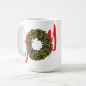 Paisley Kerstkrans JOY Kerstmis Koffiemok (Voorkant links)