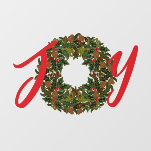 Paisley Kerstkrans JOY Kerstmis Raamsticker (Vel)