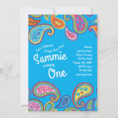  Paisley Kleurrijke 1e Verjaardag Uitnodigingen (Voorkant)
