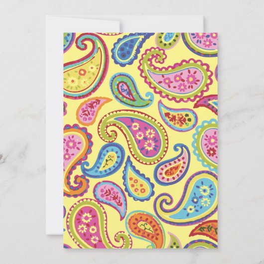 Paisley Kleurrijke 1e Verjaardag Uitnodigingen (Achterkant)