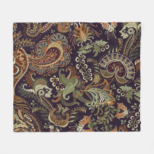 Paisley Kleurrijke Textiel: Etnisch  Ontwerp Fleece Deken (Voorkant (Horizontaal))