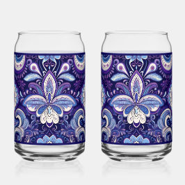 Paisley koninklijkblauw sodaglas blikvorm glas