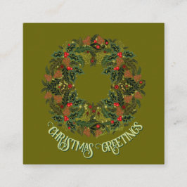 Paisley-krans op groene envelop Kerstkaart Informatiekaartje
