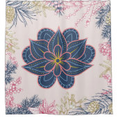 Paisley Kunst, Blauw en Paarse Grafisch Kunstwerk Douchegordijn (Voorkant)