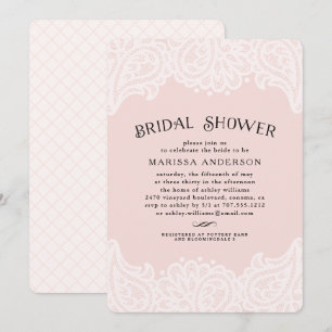 Paisley Lace Bridal Shower Invitation   Blush Kaart