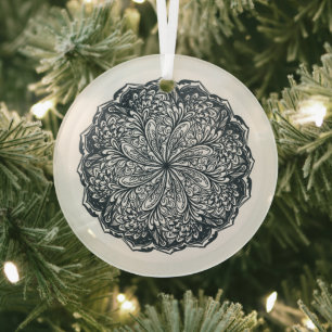Paisley Lace Mandala Glas Ornament