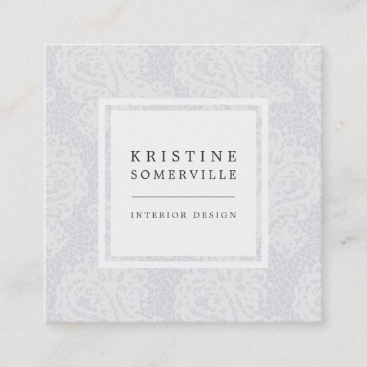 Paisley Lace Square Visitekaartjes | Nimbus Gray (Voorkant)
