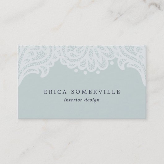 Paisley Lace Visitekaartjes | Iced Aqua (Voorkant)