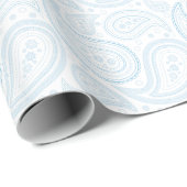 Paisley Light Blue op White Wrapping Paper Cadeaupapier (Rol Hoek)