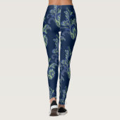 Paisley Lime Green en Blue Pattern Leggings (Achterkant)