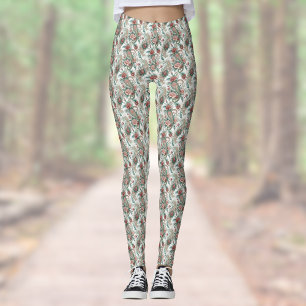 Paisley Look Roos Bourgondië Groen Huishouden Leggings