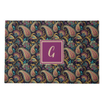 Paisley  Look Zwart Paarse Monogram Initiaal