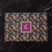 Paisley  Look Zwart Paarse Monogram Initiaal Deurmat