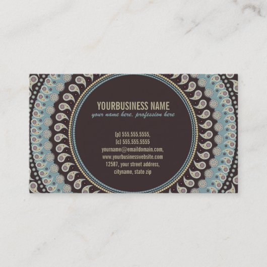 Paisley Mandala - decoratief, spiritueel Visitekaartje (Voorkant)