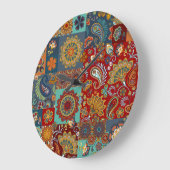 Paisley Mandala Kleurrijke Patchwork Grote Klok (Hoek)