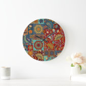 Paisley Mandala Kleurrijke Patchwork Grote Klok (Huis)