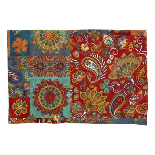  Paisley Mandala Kleurrijke Patchwork Kussensloop (Voorkant)