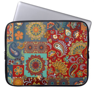  Paisley Mandala Kleurrijke Patchwork Laptop Sleeve
