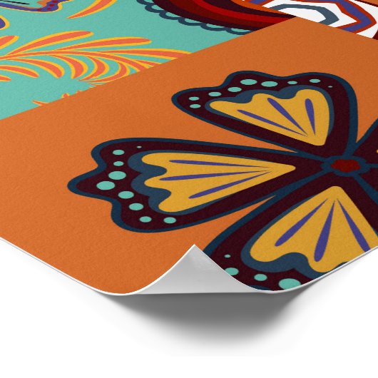  Paisley Mandala Kleurrijke Patchwork Poster (Hoek)