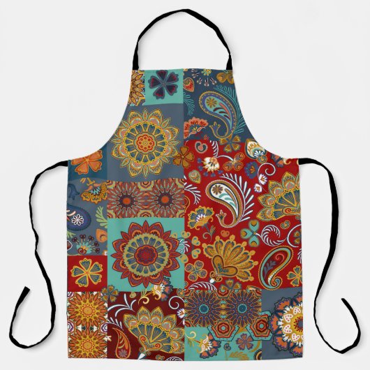 Paisley Mandala Kleurrijke Patchwork Schort (Voorkant)