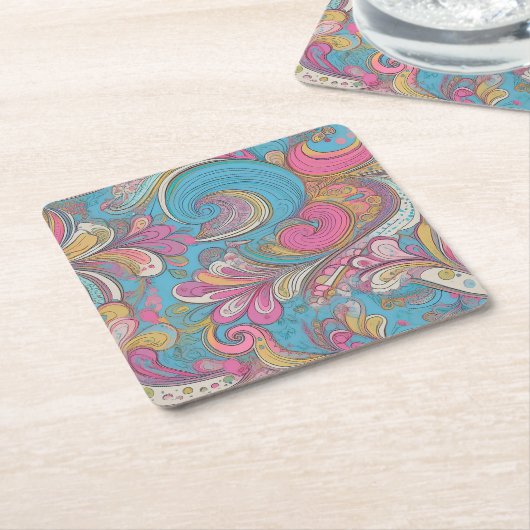 Paisley Mauve Coaster Kartonnen Onderzetters (Schuin)